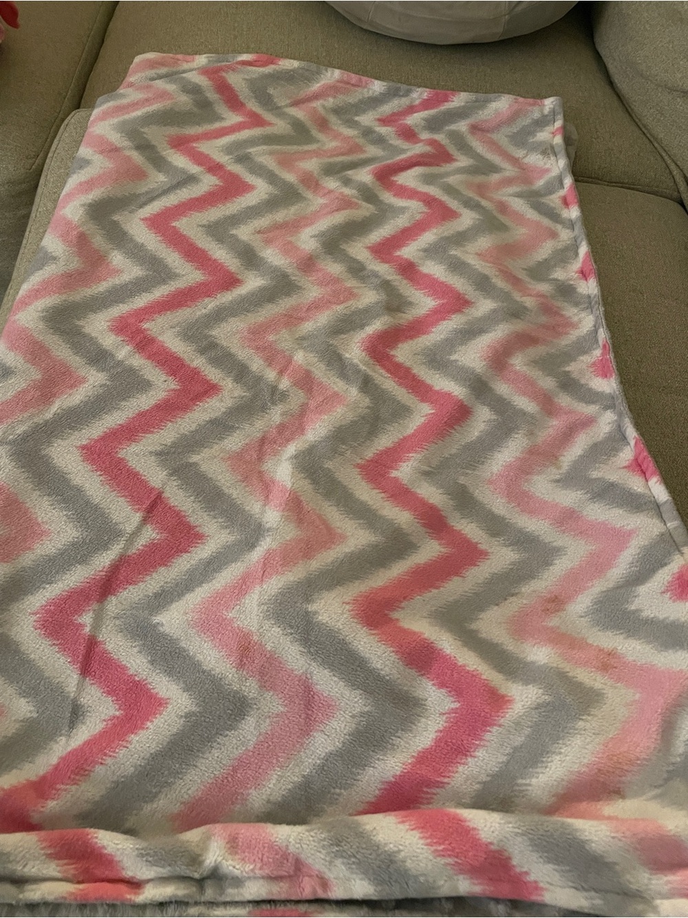 Baby Plush Chevron Throw Blanket in Pink and Gray - Soft Home Bedding